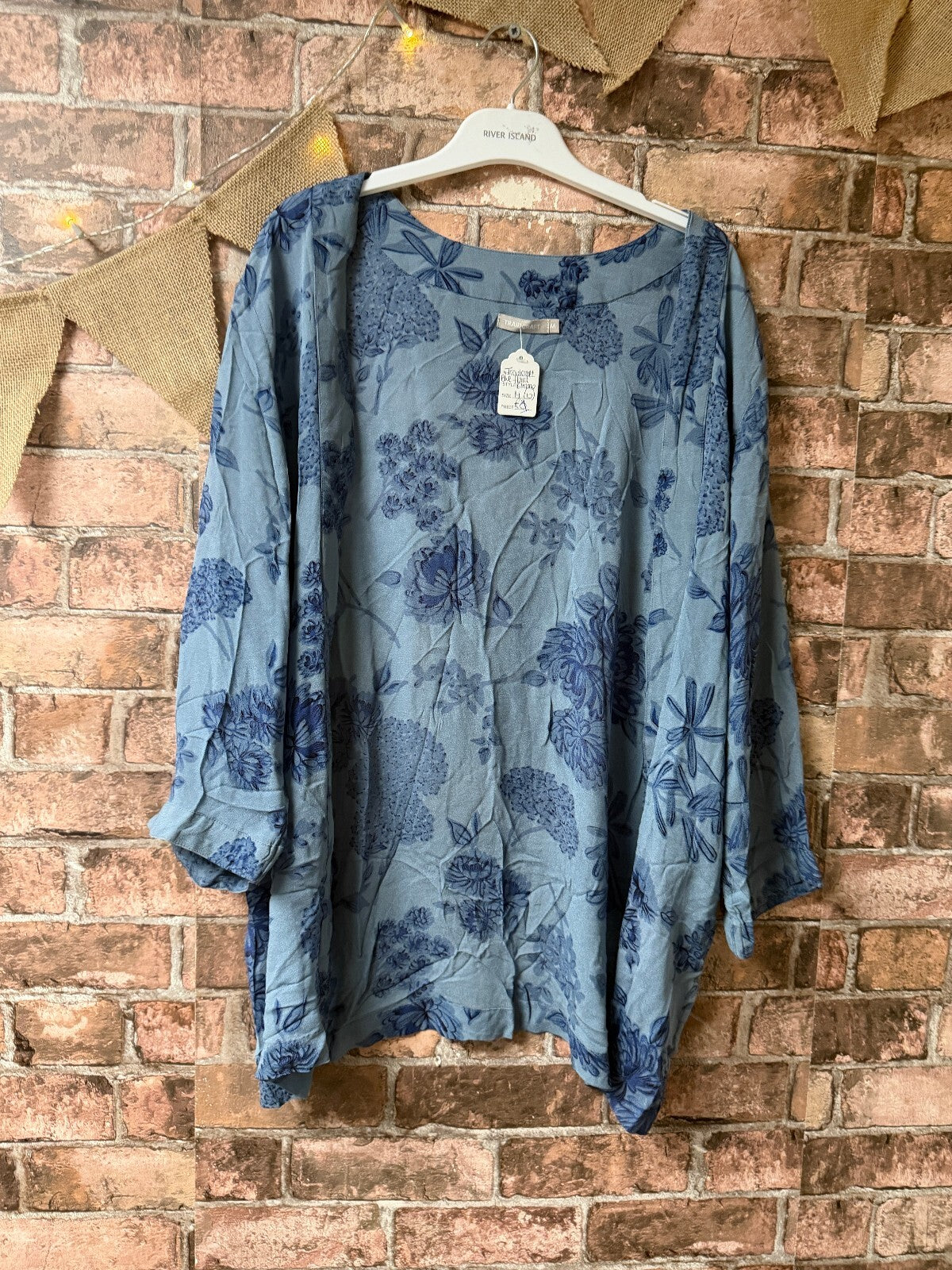 Traidcraft Blue Floral Kimono - Size 10