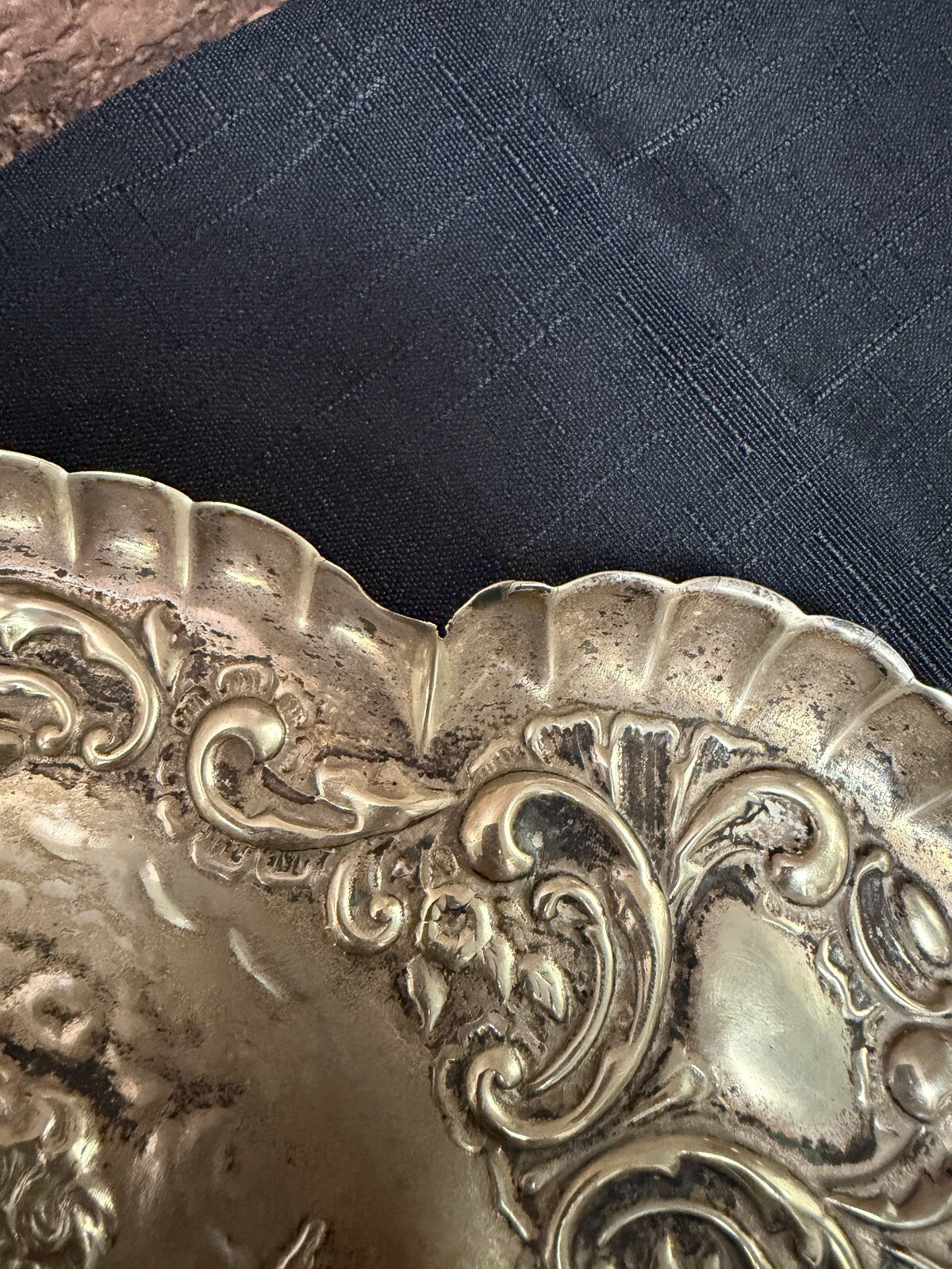Vintage Silver Tone Cherub Tray