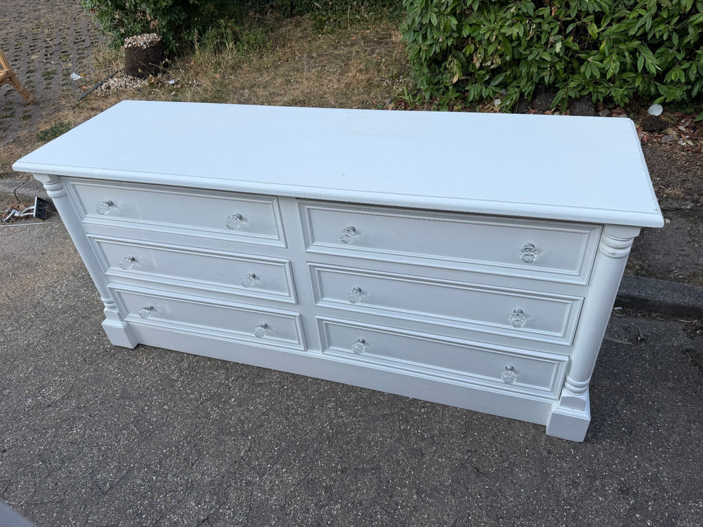 Solid Pine White Large Chest of Drawers/ Sideboard