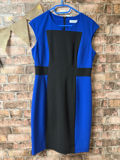 Calvin Klein Black and Blue Dress - Size 10
