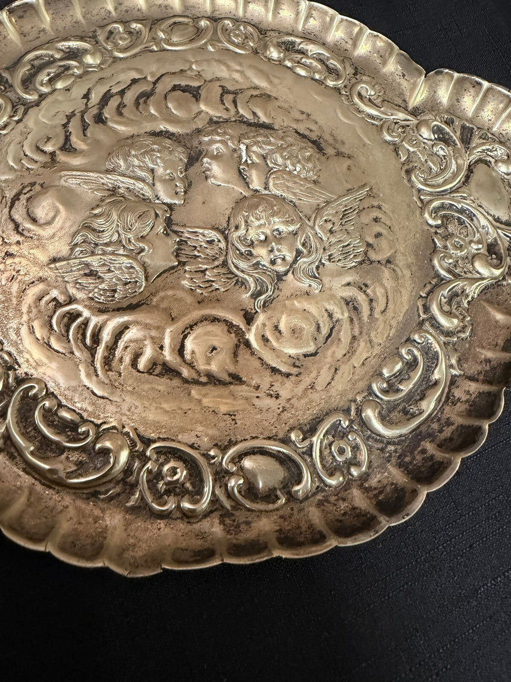 Vintage Silver Tone Cherub Tray