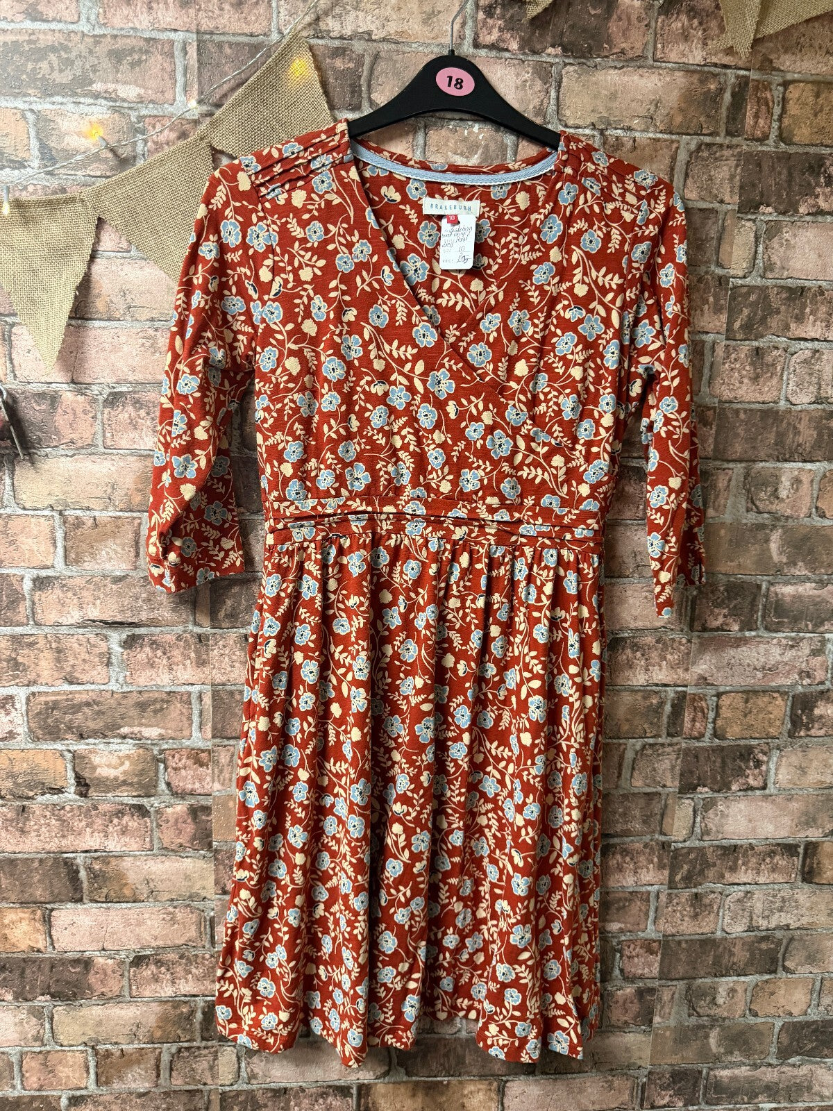 Brakeburn Burnt Orange Floral Dress - Size 10