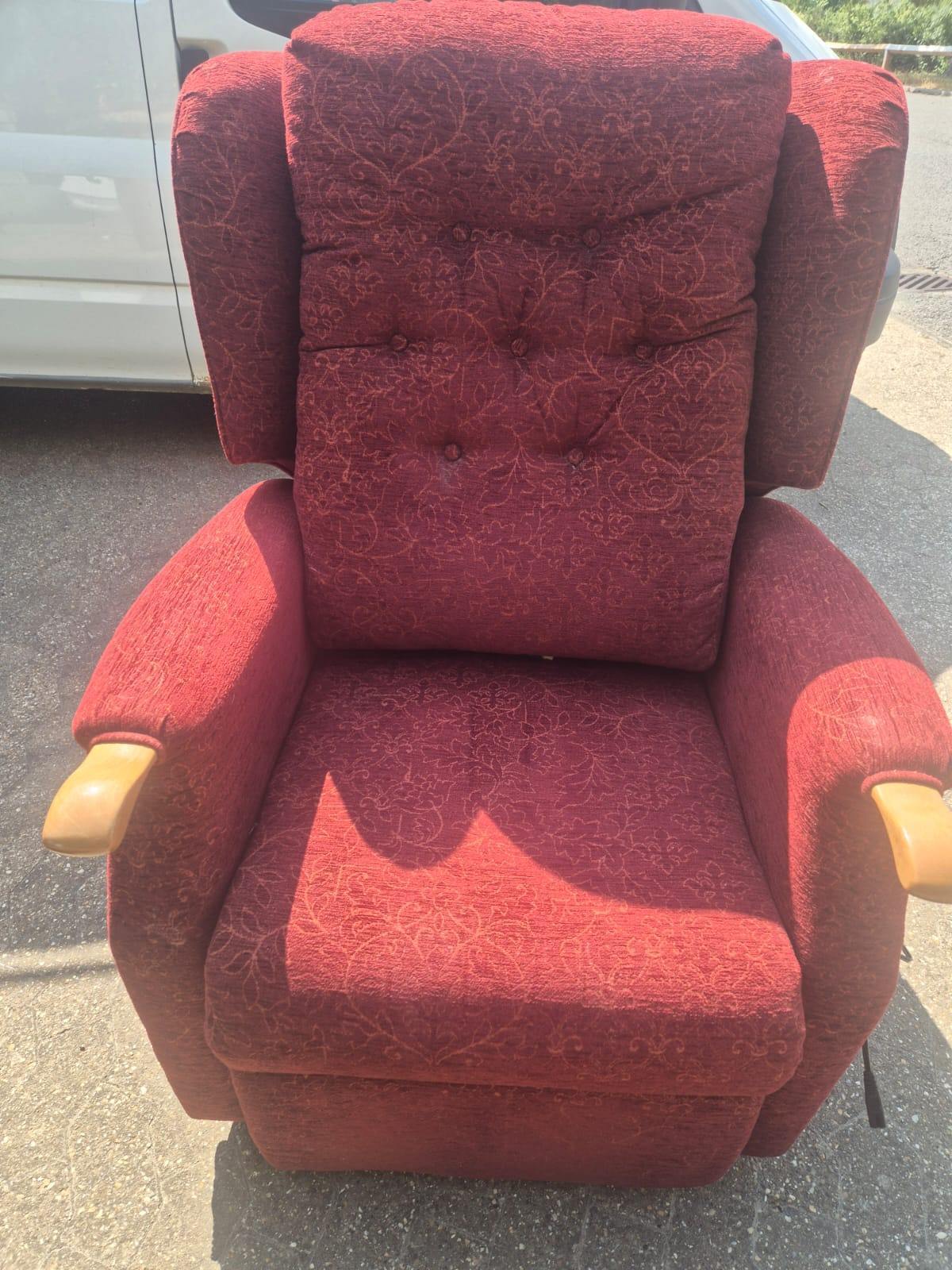 Rise and Recline Massaging Electric Burgundy Chair