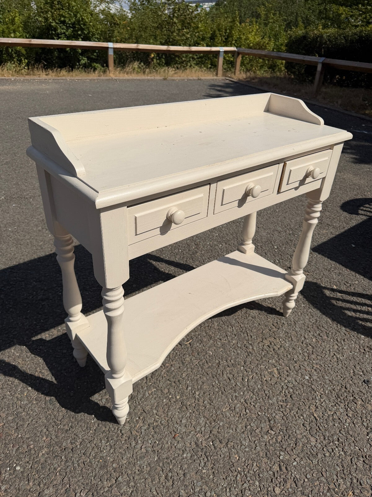Solid Pine Cream Console Hall Cabinet Cupboard