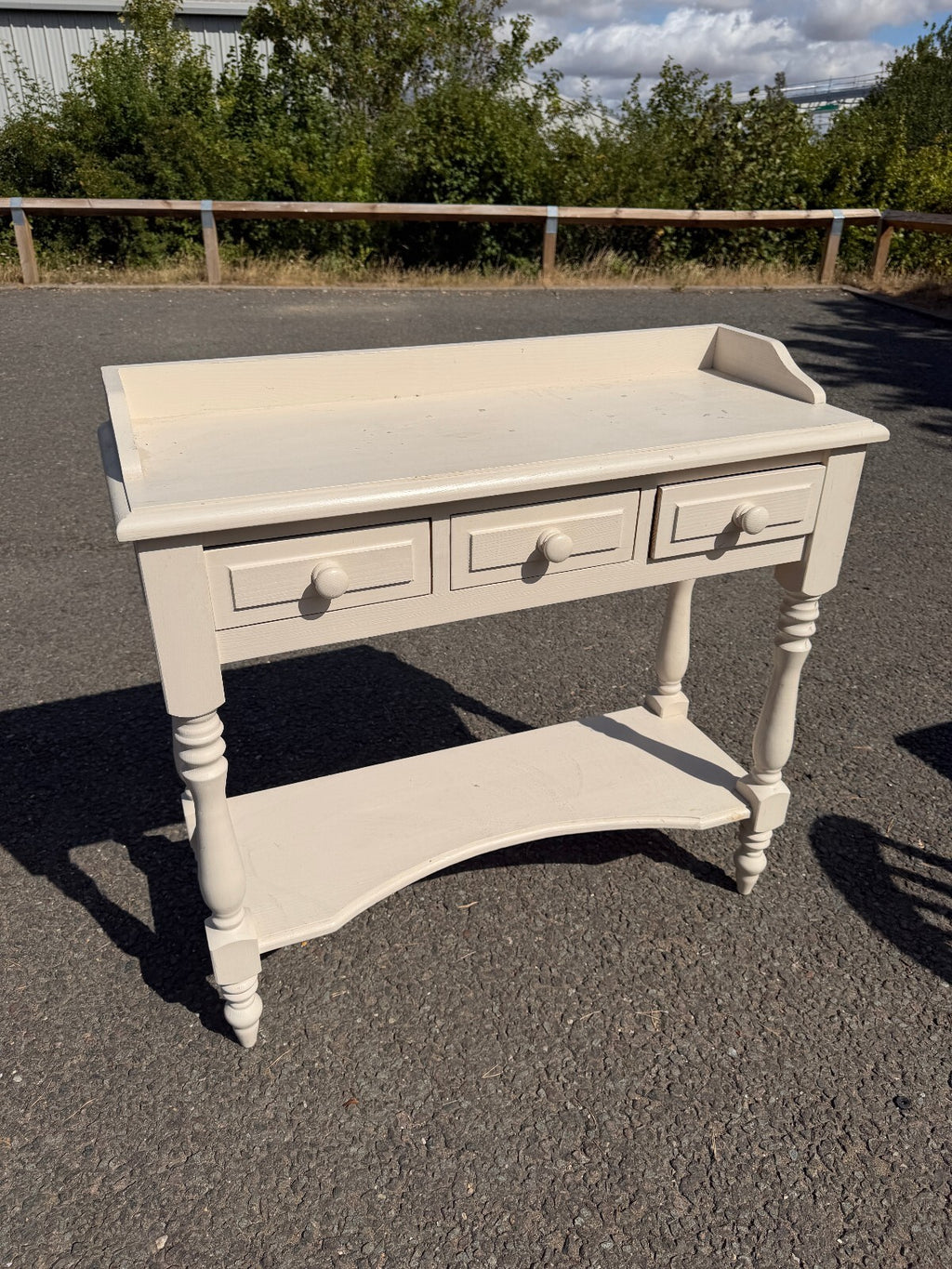 Solid Pine Cream Console Hall Cabinet Cupboard