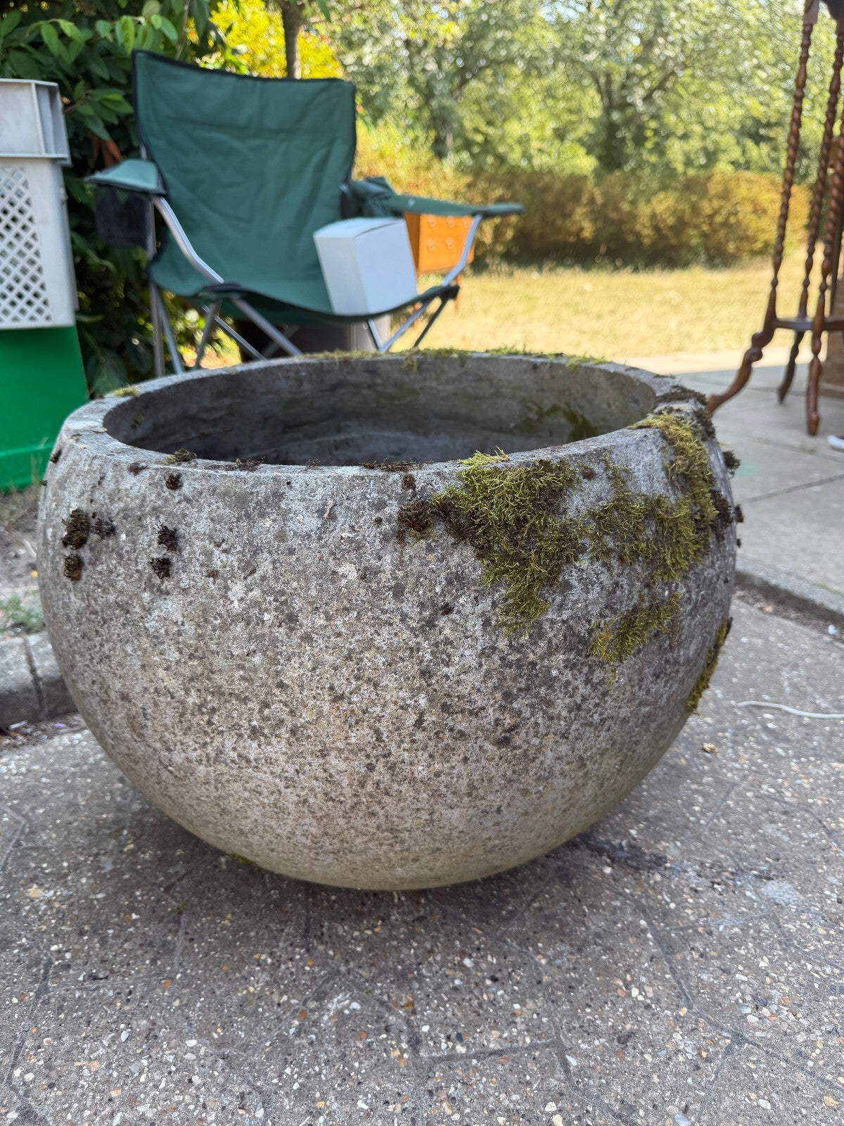 Pair of Large Concrete Bowl Planters