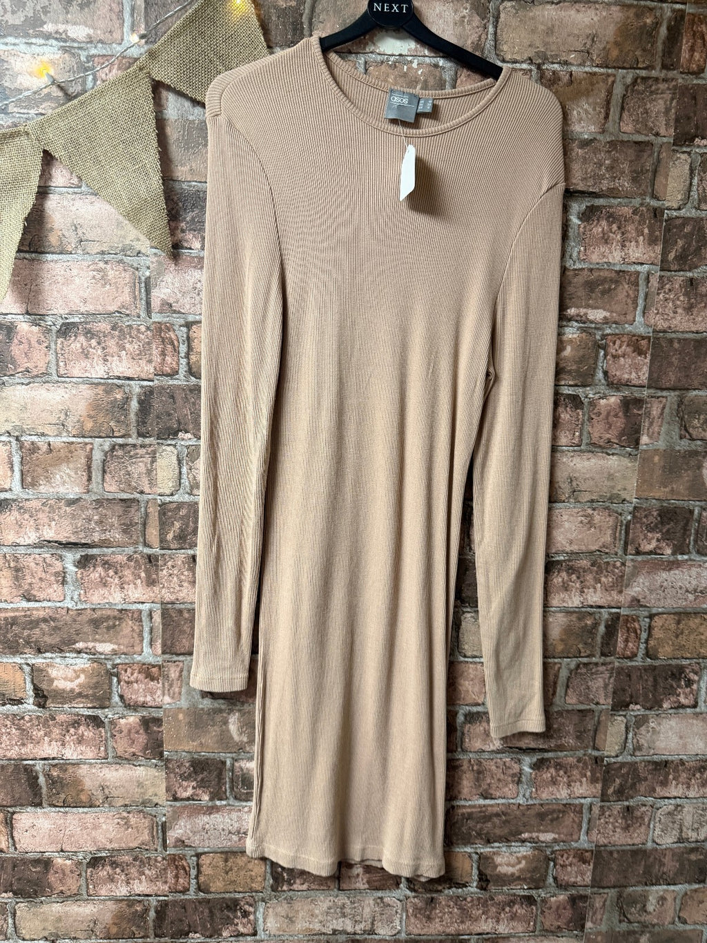 ASOS Beige Ribbed Dress - Size 10