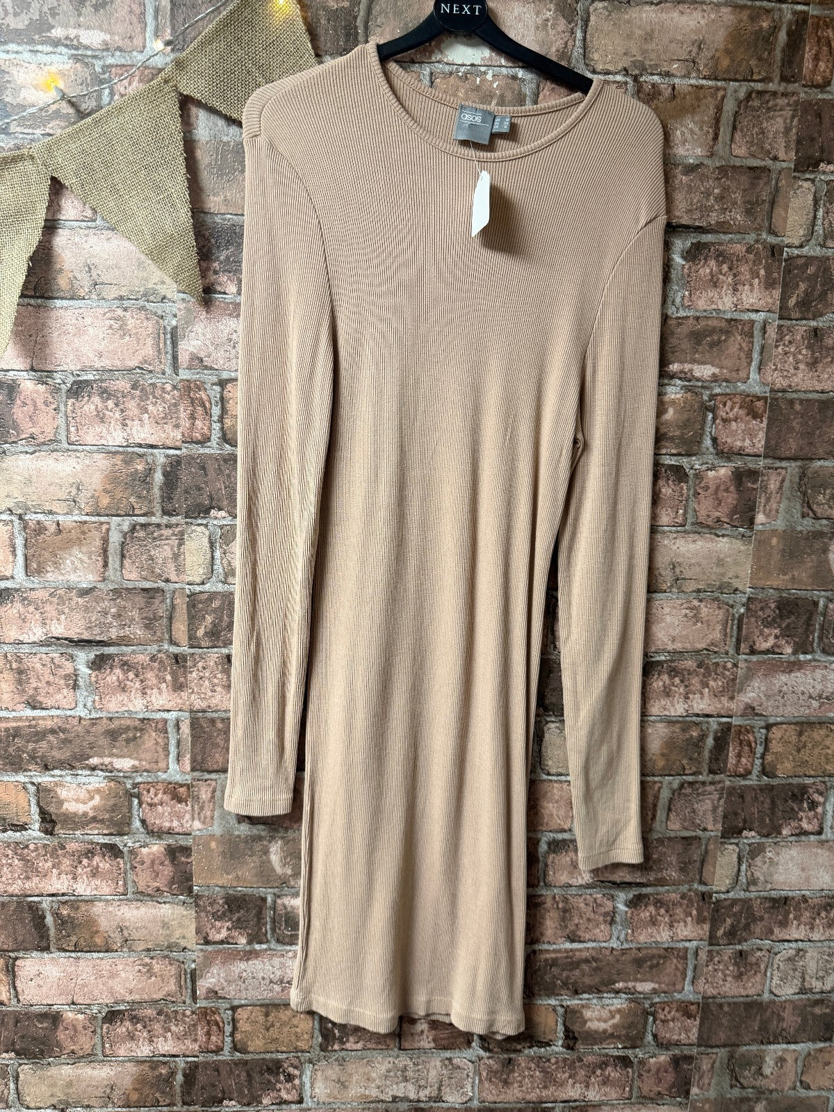 ASOS Beige Ribbed Dress - Size 10
