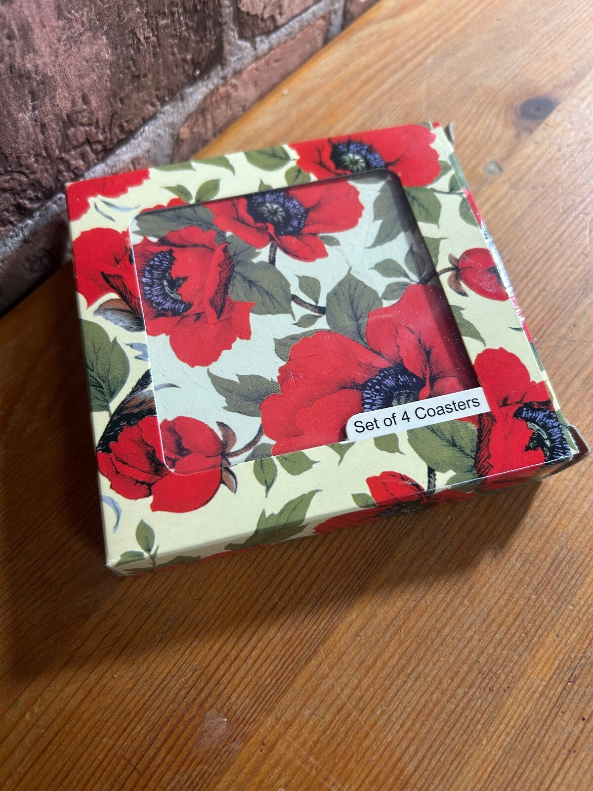 Poppy Patterned Coasters x 4