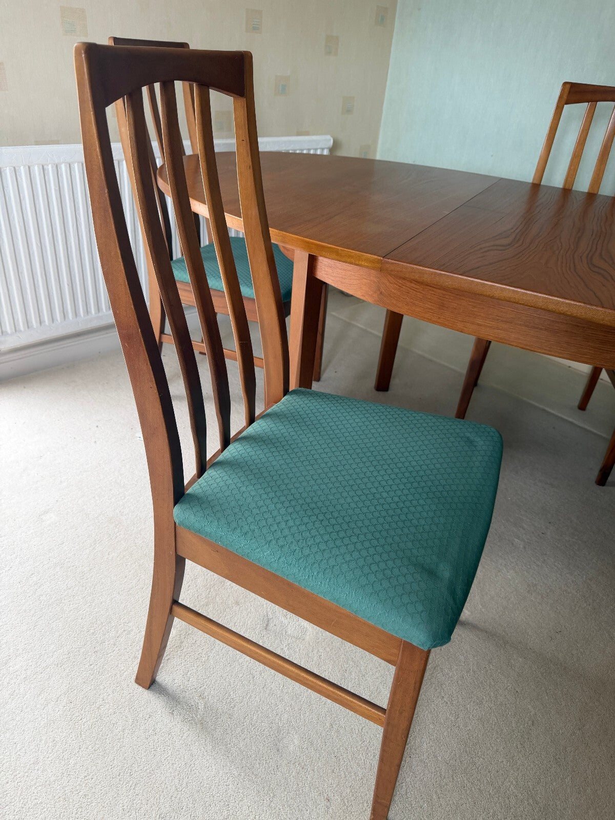 William Lawrence Mid Century Teak Extending Dining Table and Four Chairs