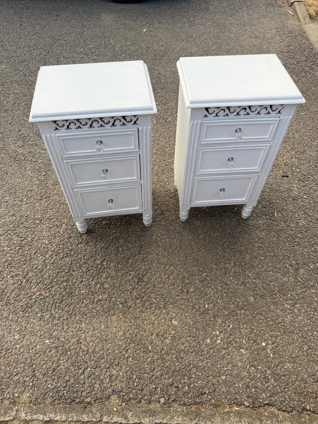 Pair of Wooden White Bedside Cabinets