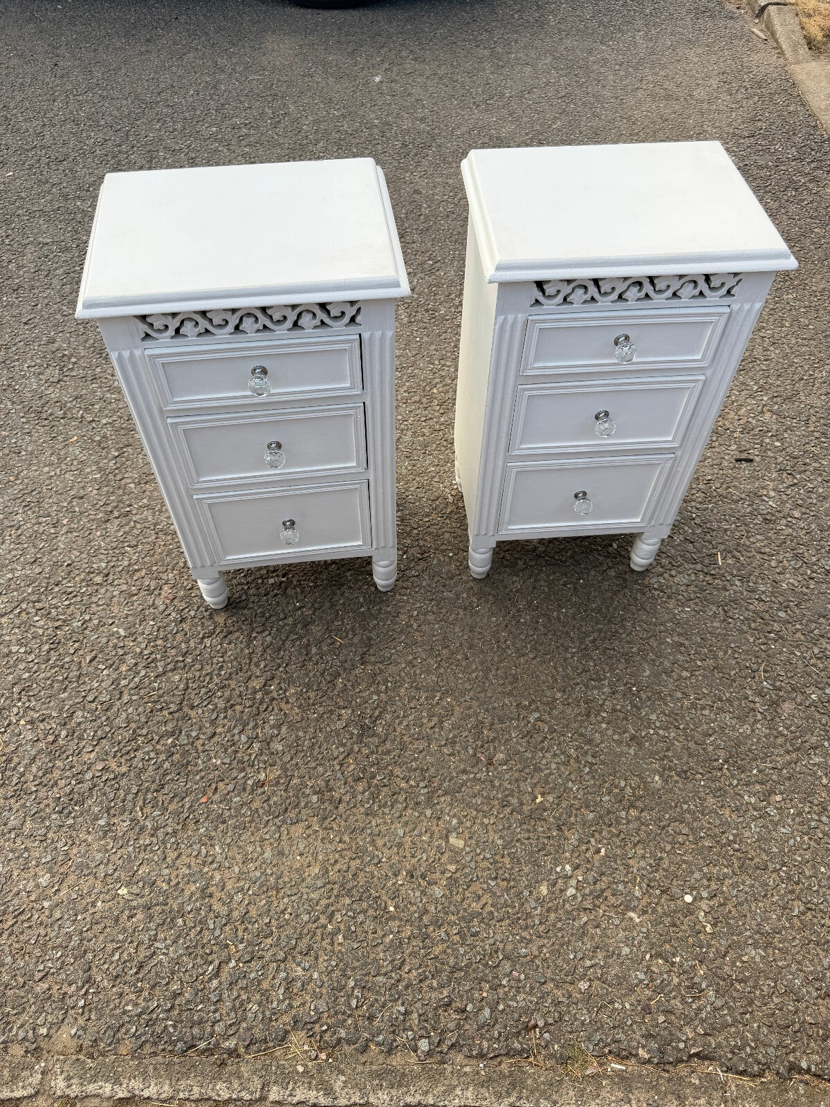 Pair of Wooden White Bedside Cabinets