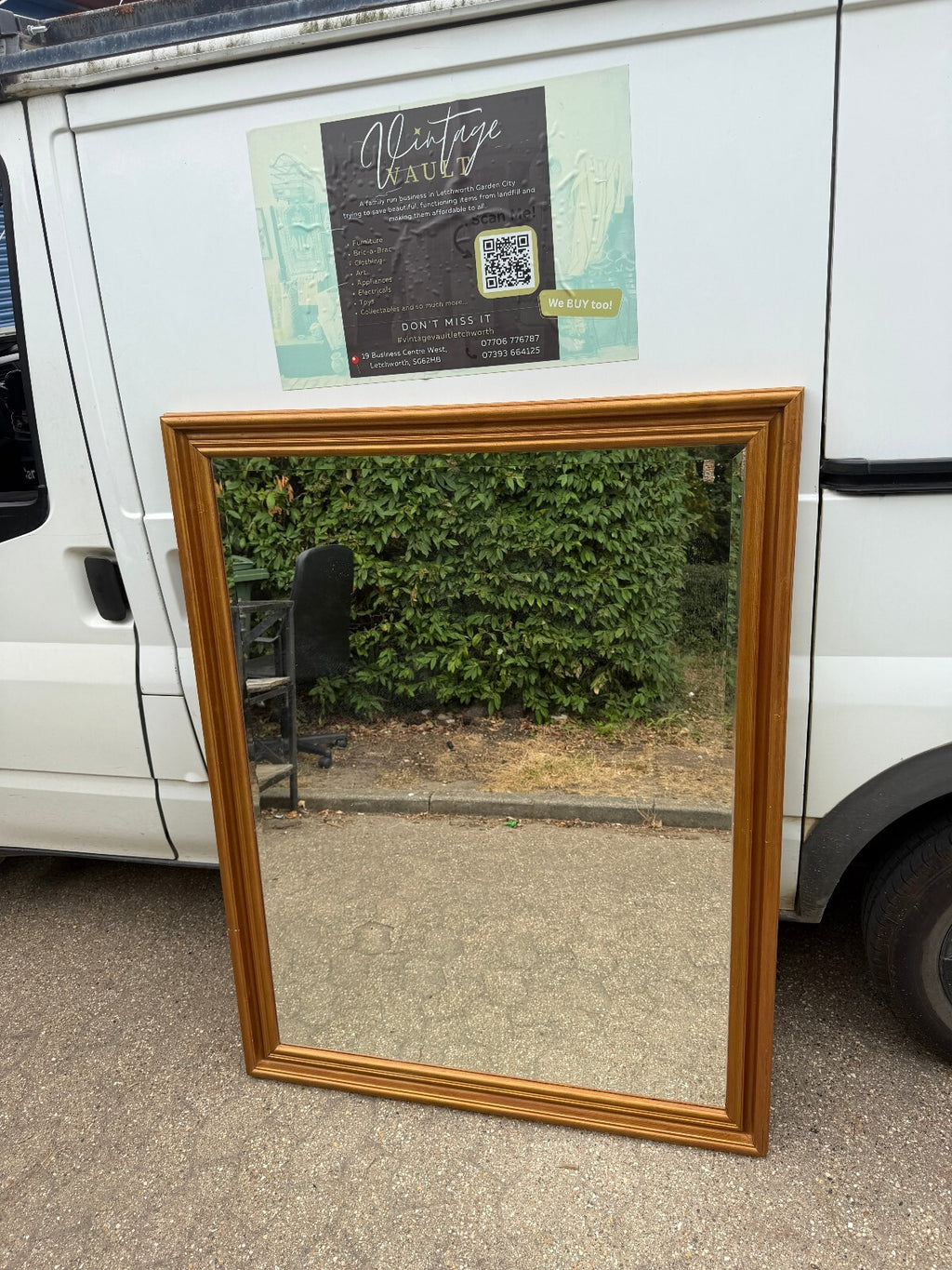 Vintage Large Gold Etched Bevelled Edge Mirror