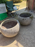 Pair of Large Concrete Bowl Planters