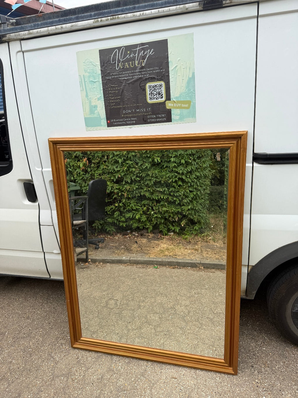 Vintage Large Gold Etched Bevelled Edge Mirror