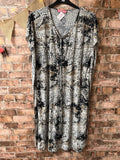 Patterened Stretchy Midi Dress - Size 10