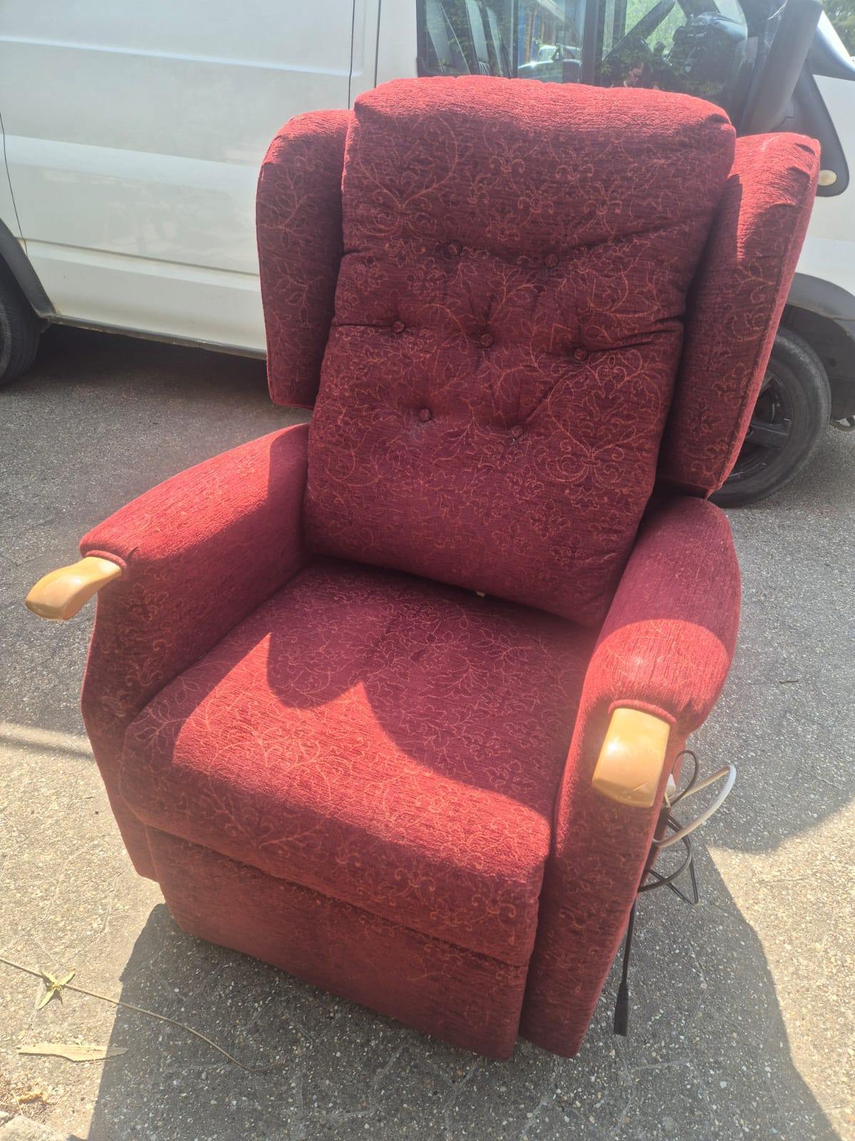 Rise and Recline Massaging Electric Burgundy Chair