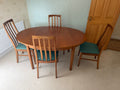 William Lawrence Mid Century Teak Extending Dining Table and Four Chairs