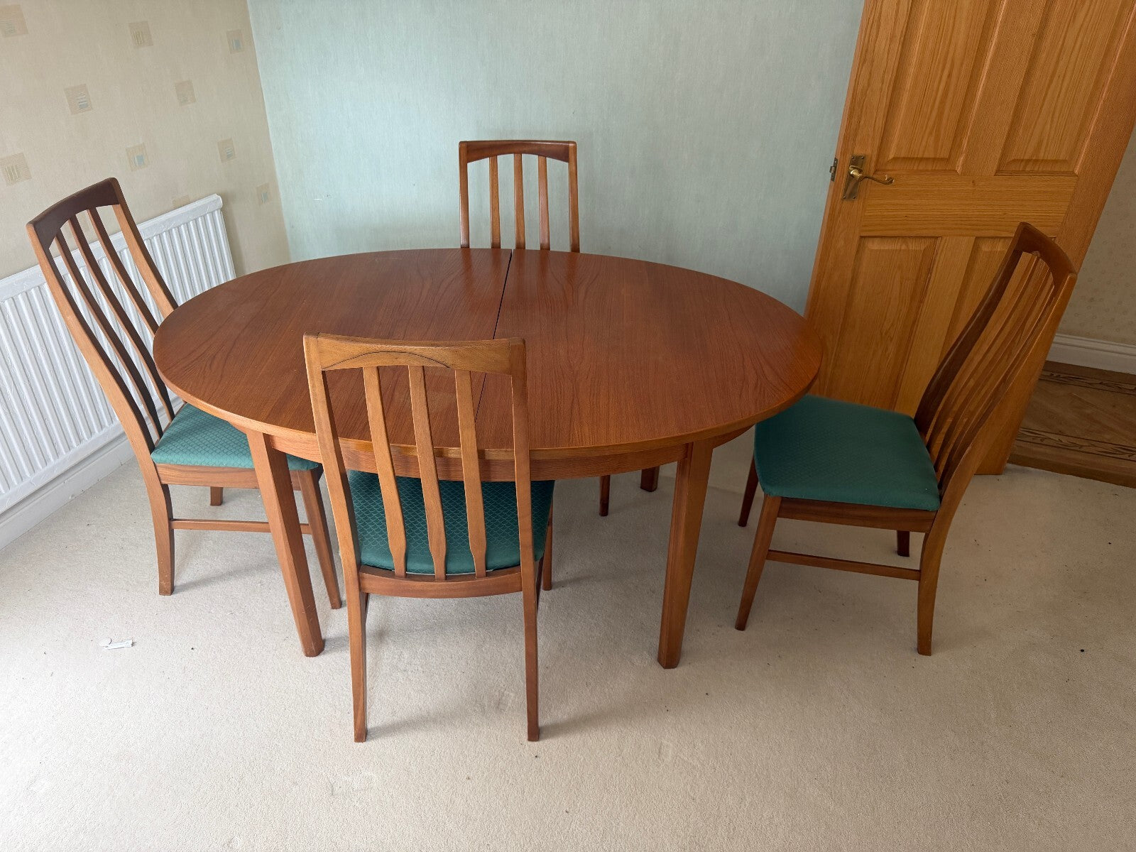 William Lawrence Mid Century Teak Extending Dining Table and Four Chairs