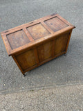 Solid Oak Vintage Ottoman Coffer on Wheels
