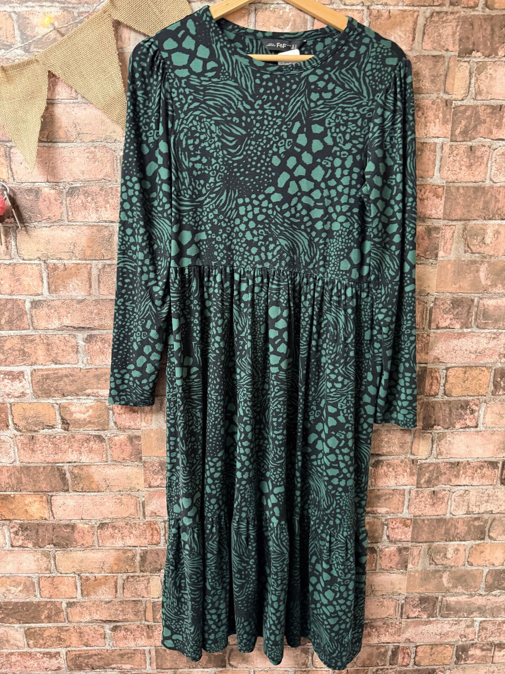 F&F Green and Black Midi Dress - Size 6