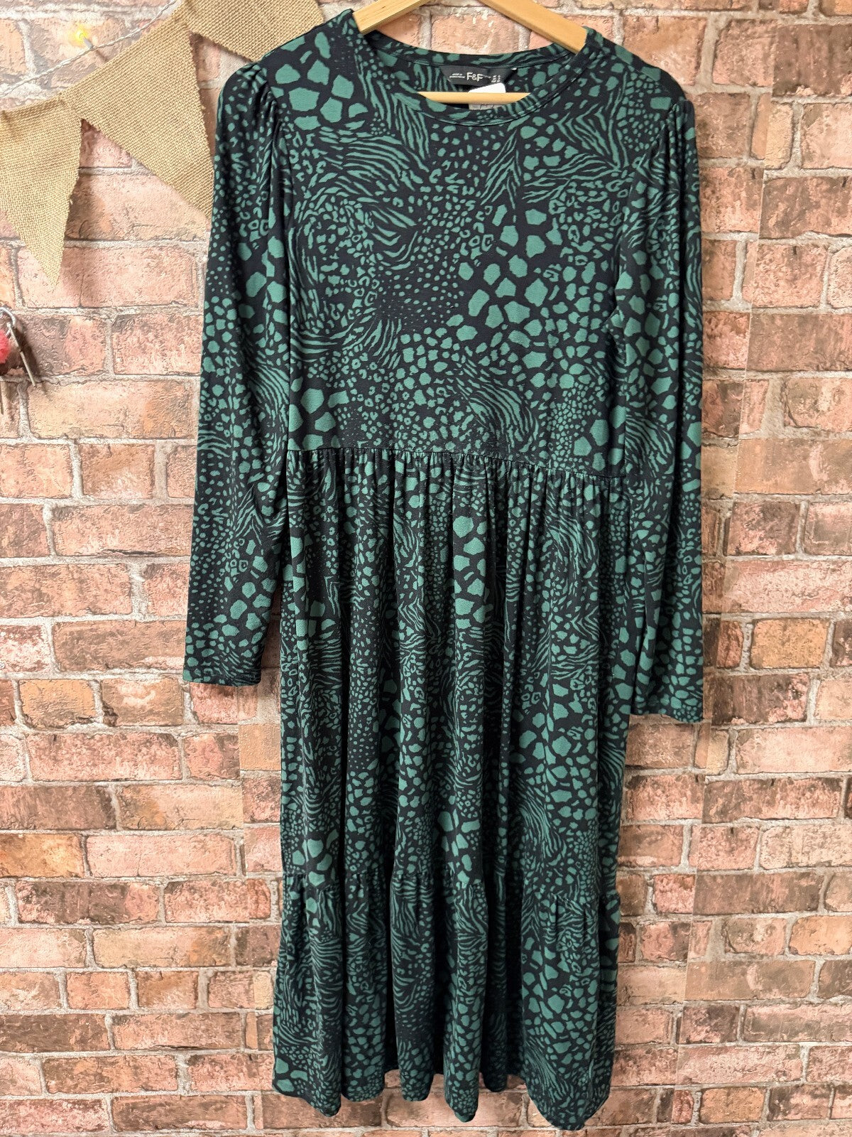 F&F Green and Black Midi Dress - Size 6