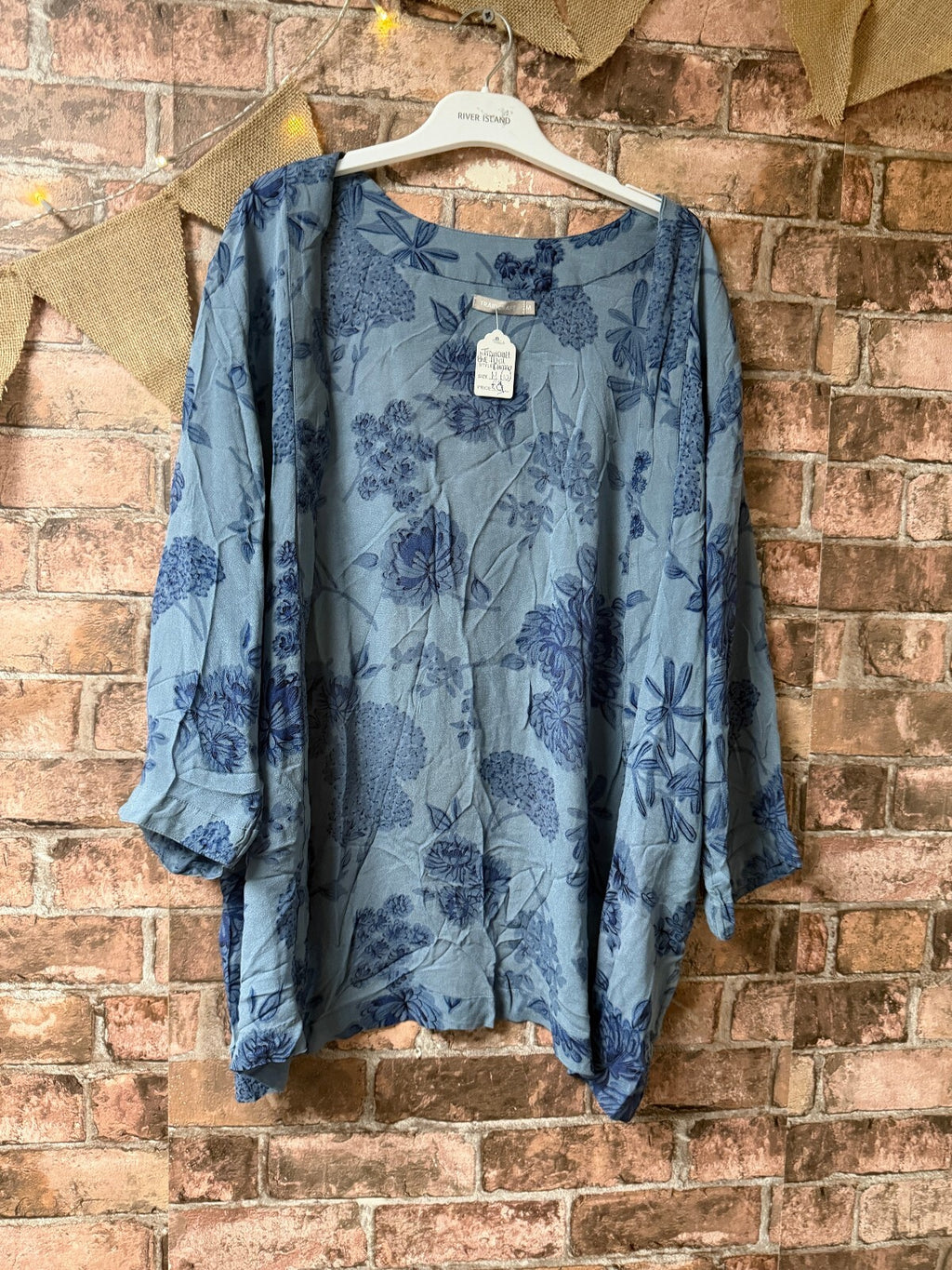 Traidcraft Blue Floral Kimono - Size 10