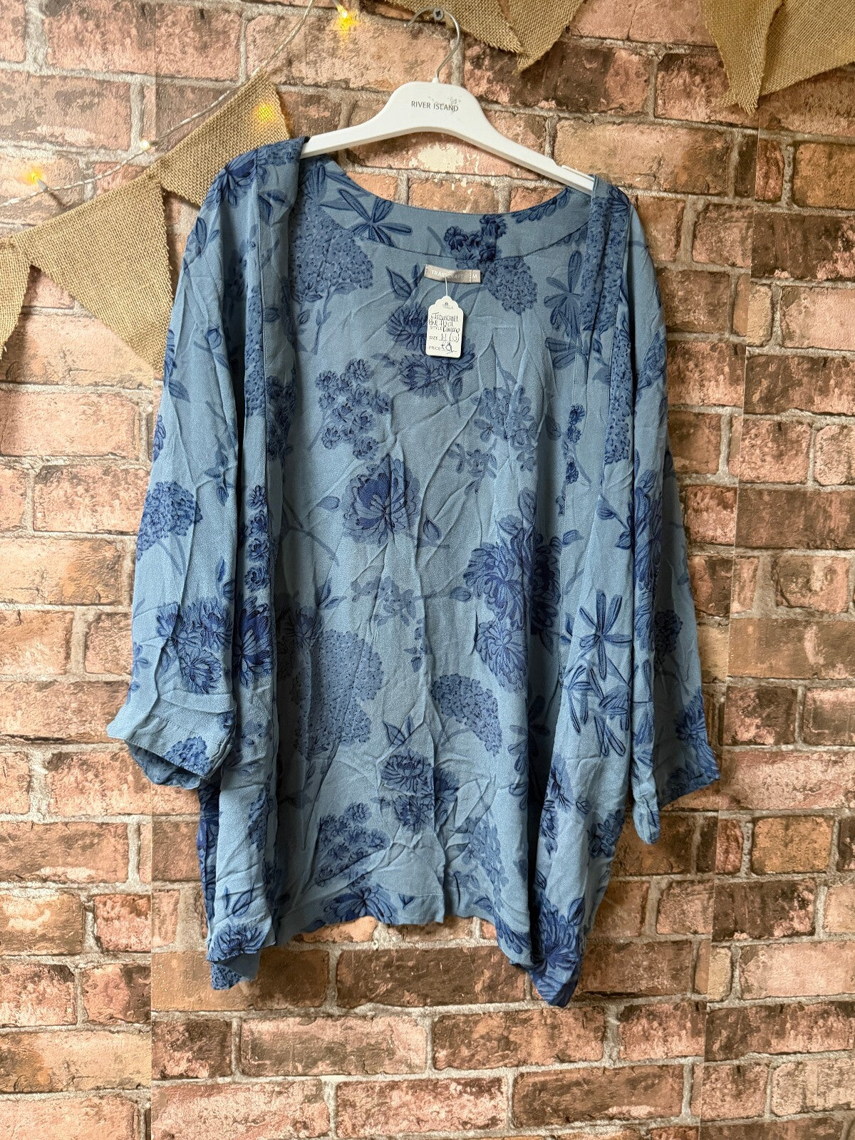 Traidcraft Blue Floral Kimono - Size 10