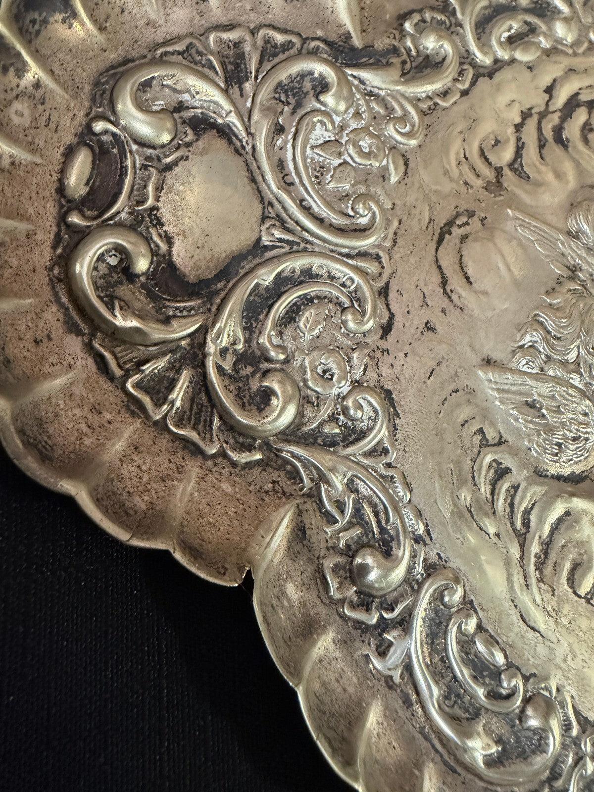Vintage Silver Tone Cherub Tray