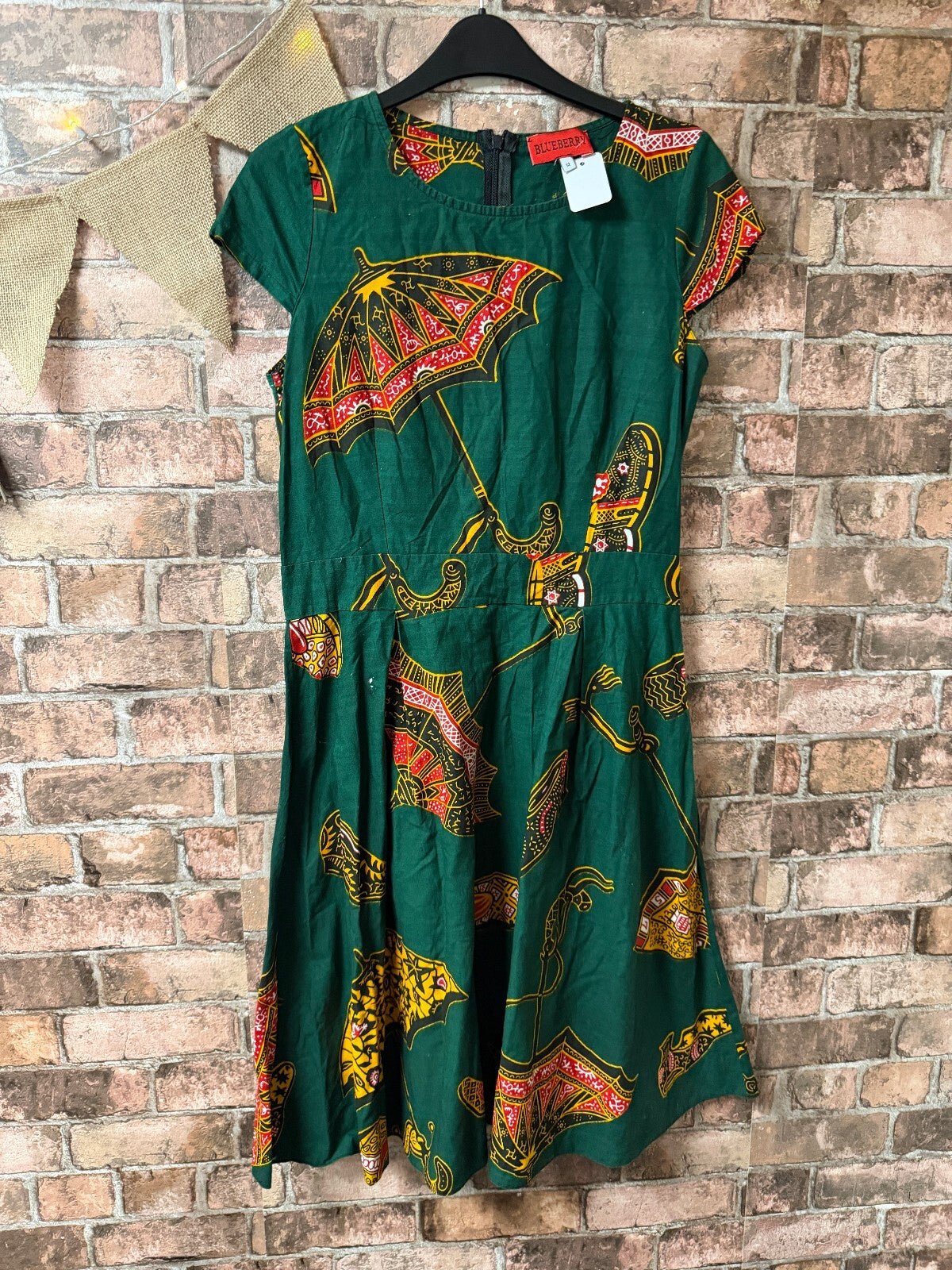 Blueberry Patterned African Print Dress - Size 12