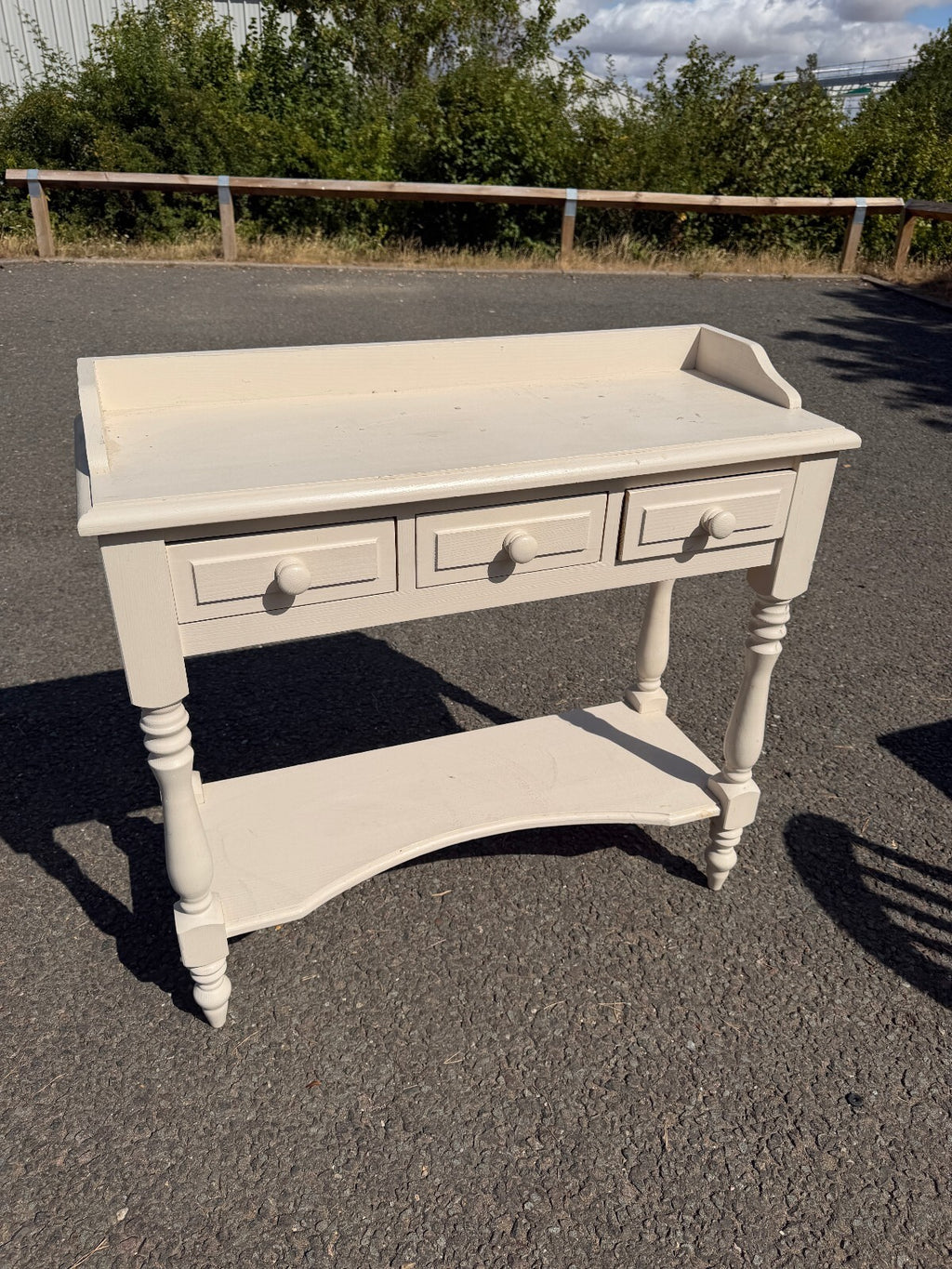 Solid Pine Cream Console Hall Cabinet Cupboard