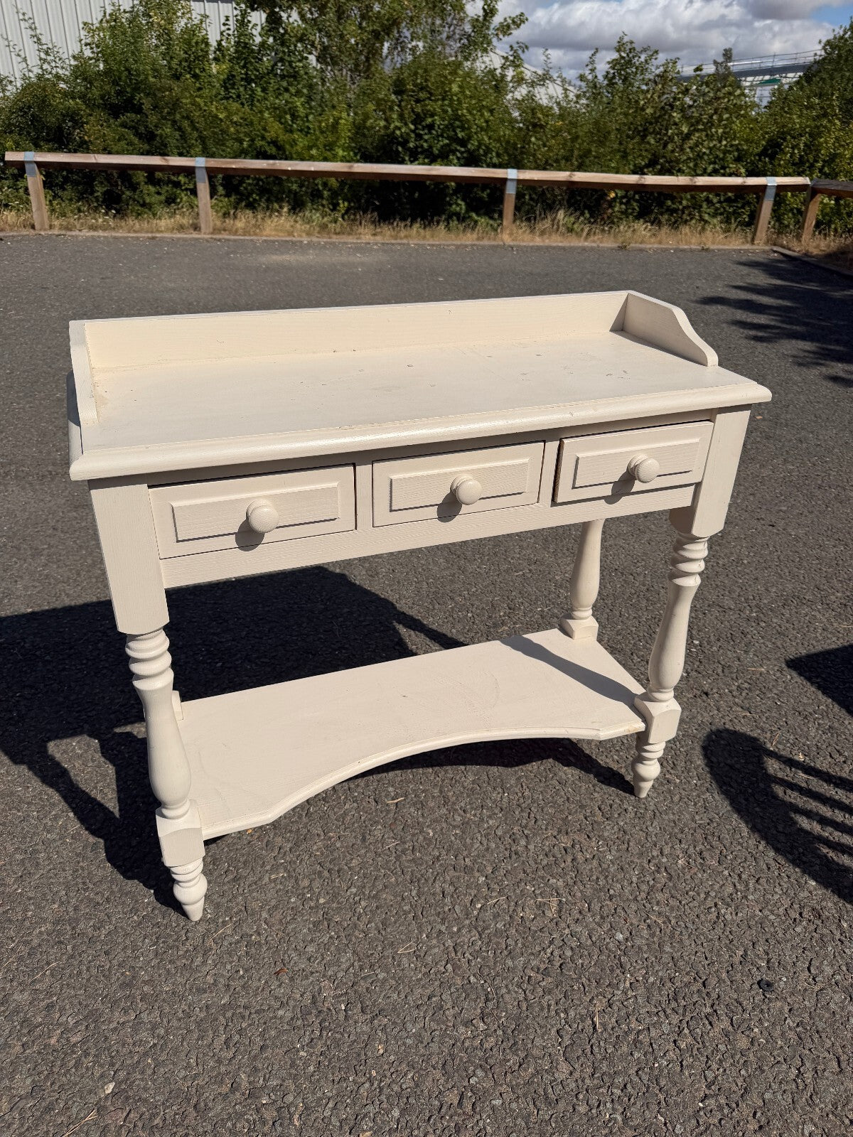 Solid Pine Cream Console Hall Cabinet Cupboard