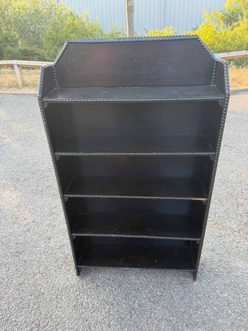 Late 19th Century Ebonized and Beaded Oak Bookcase