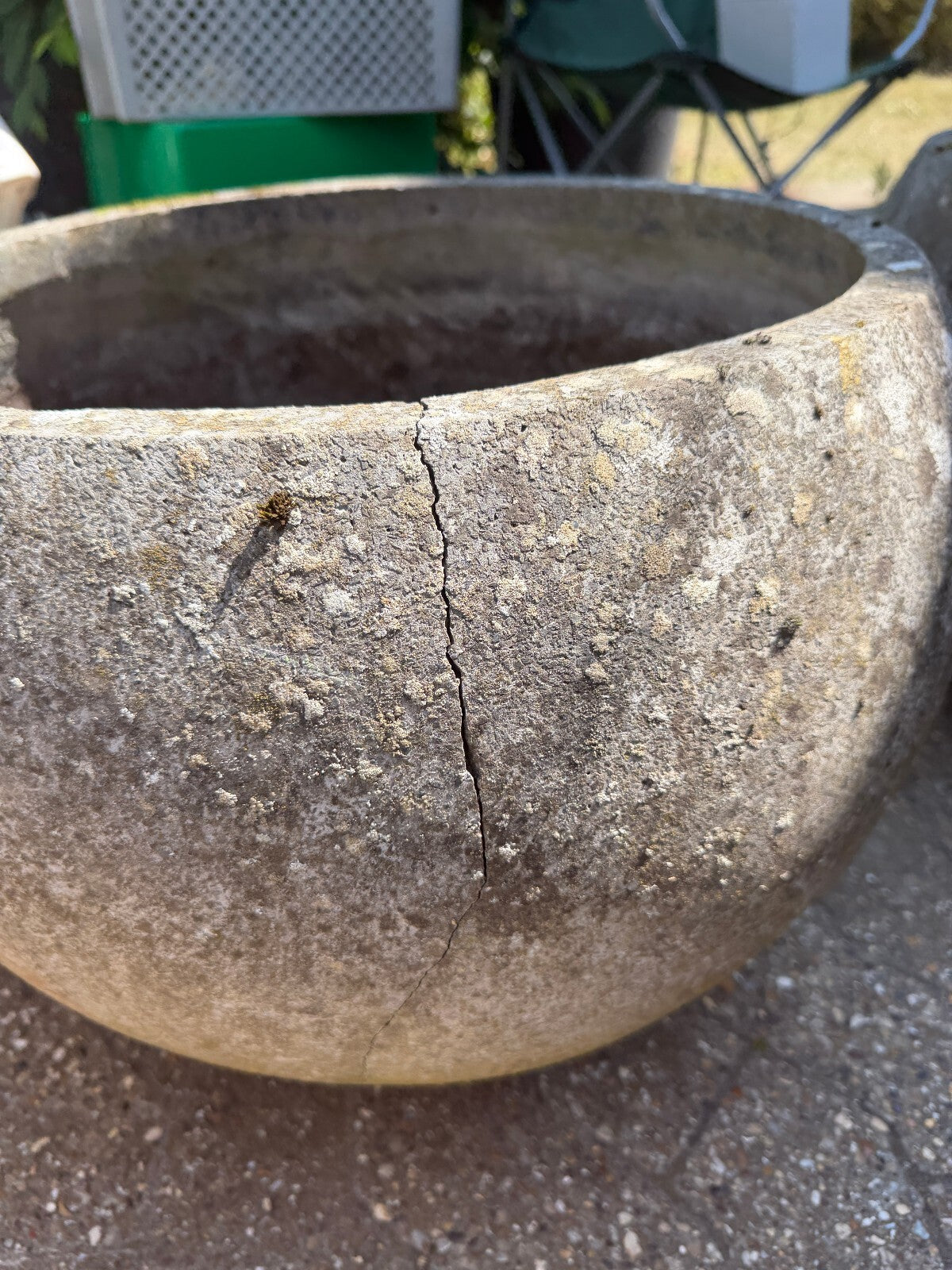 Pair of Large Concrete Bowl Planters