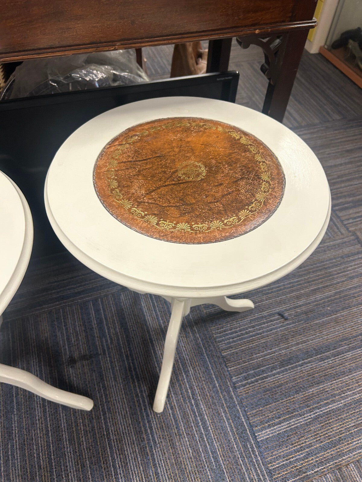 Pair of French Cream Side Tables