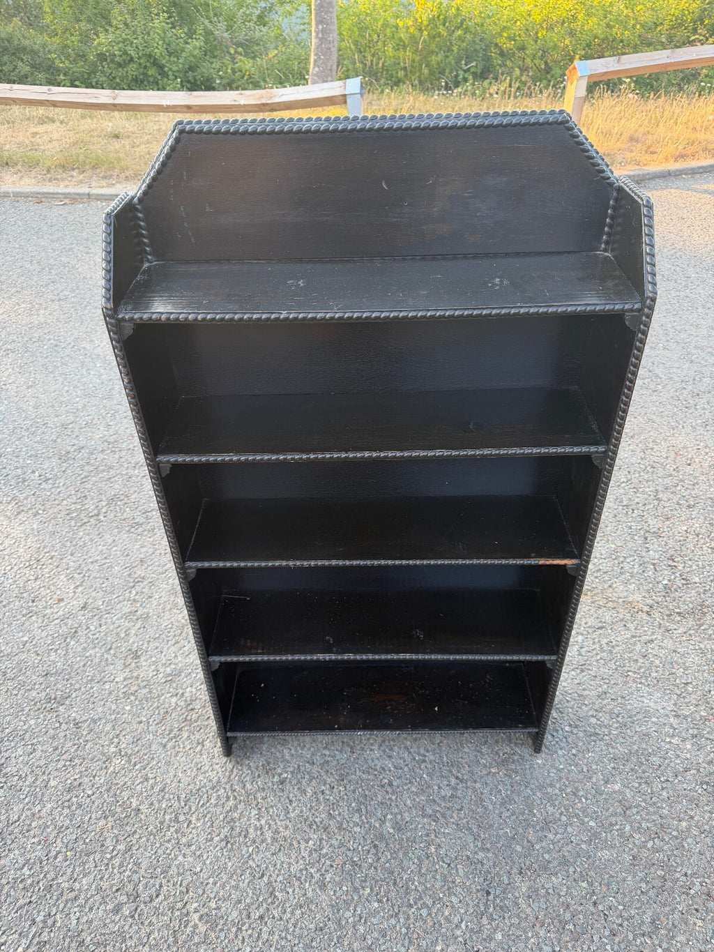 Late 19th Century Ebonized and Beaded Oak Bookcase