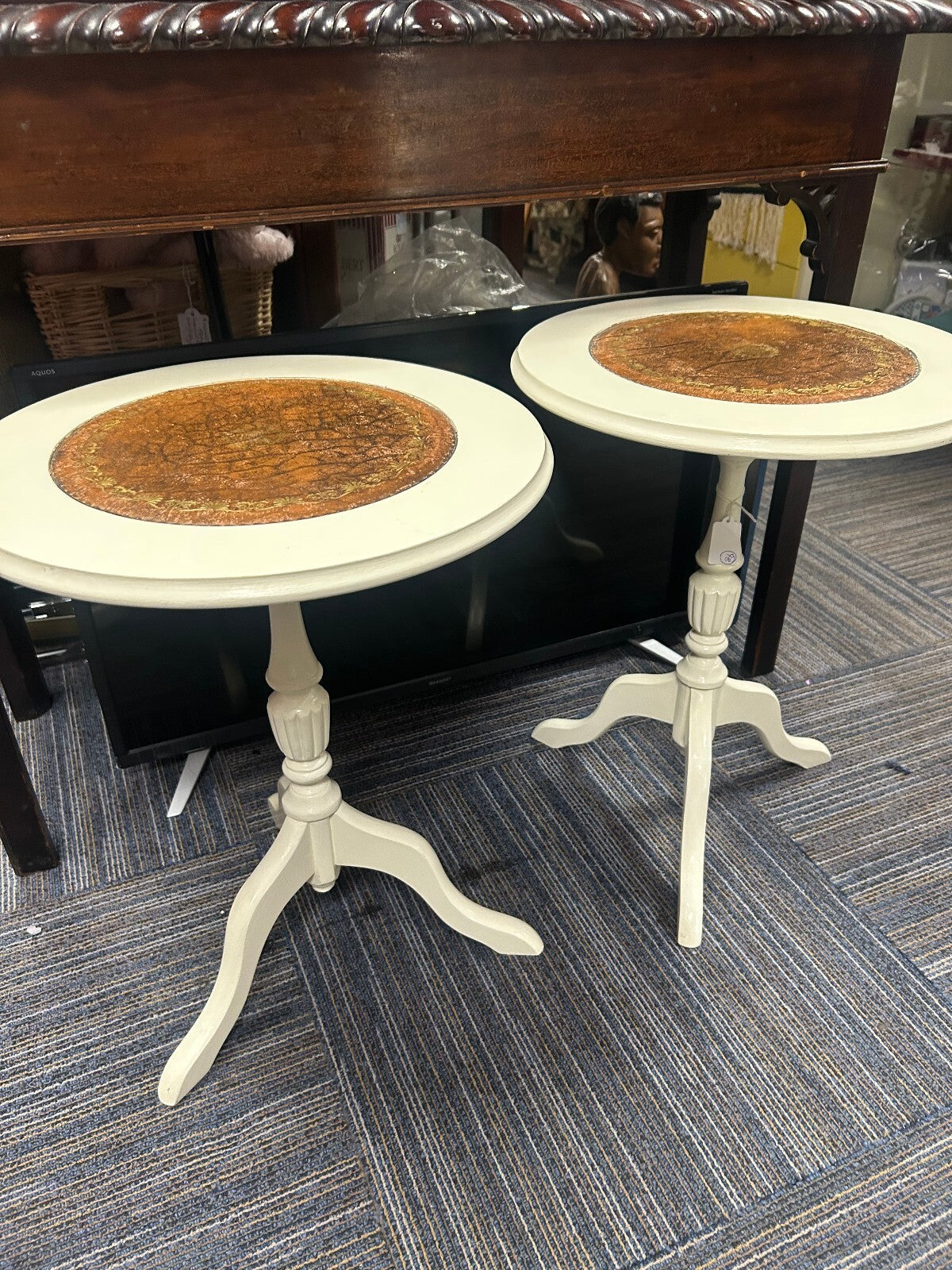 Pair of French Cream Side Tables