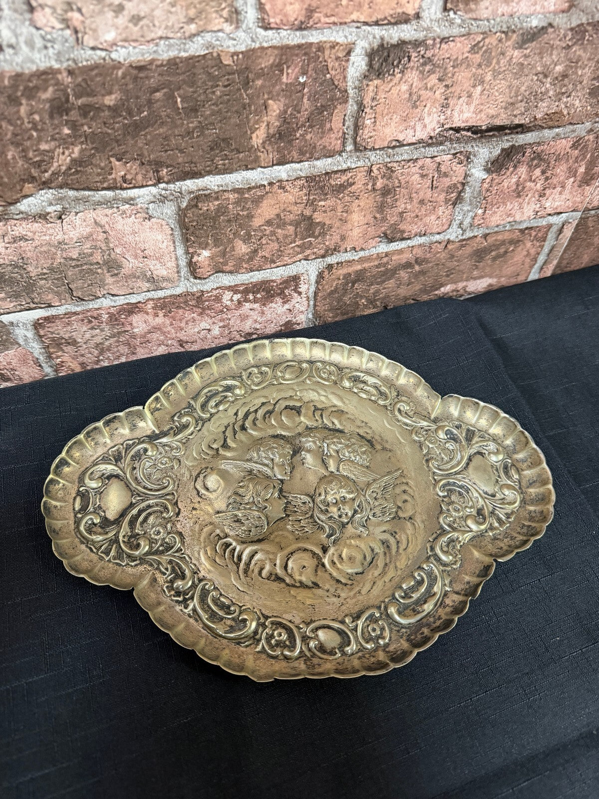 Vintage Silver Tone Cherub Tray