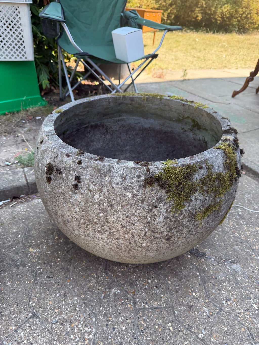 Pair of Large Concrete Bowl Planters