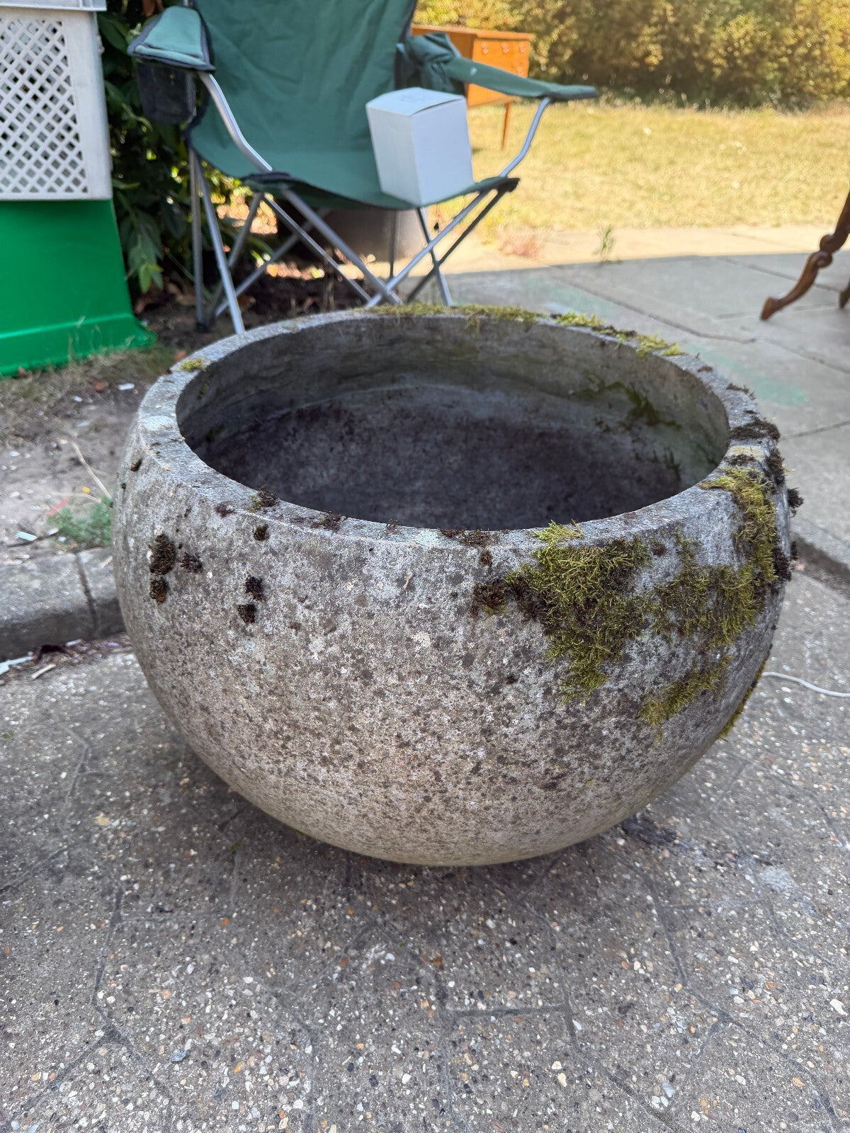 Pair of Large Concrete Bowl Planters
