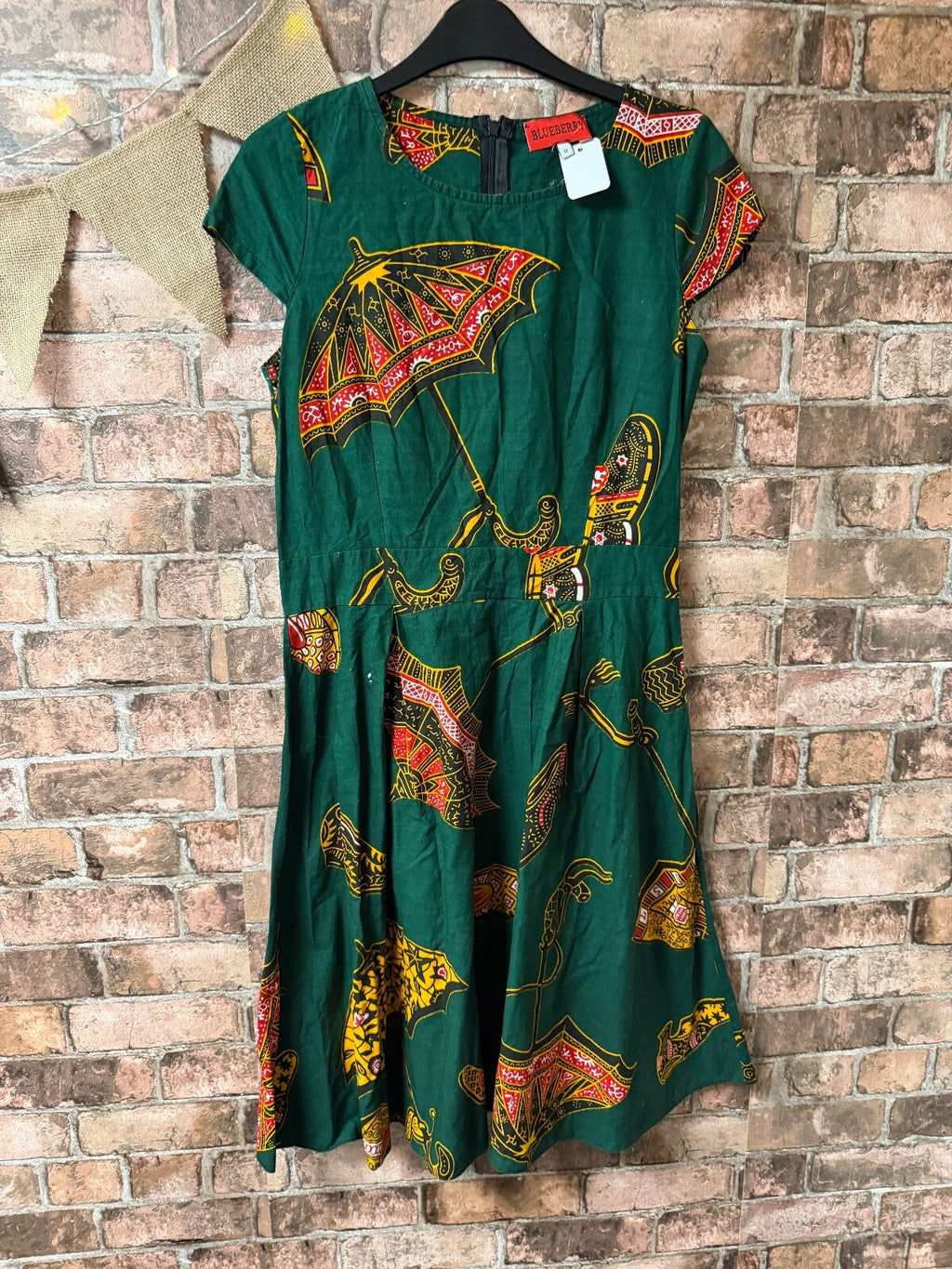 Blueberry Patterned African Print Dress - Size 12