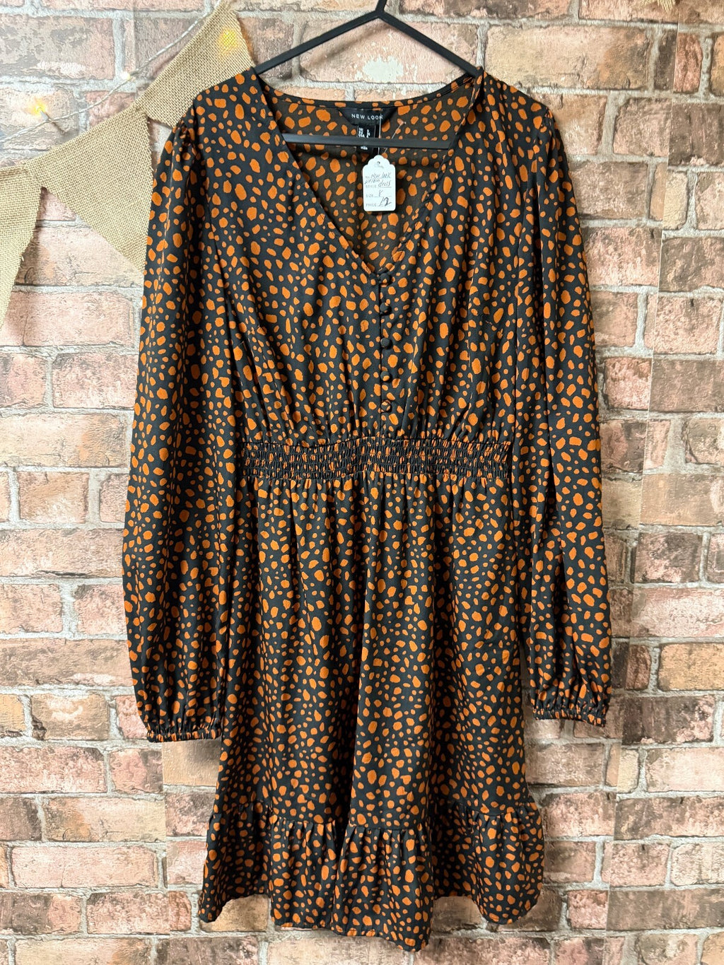 New Look Brown and Black Dress - Size 8