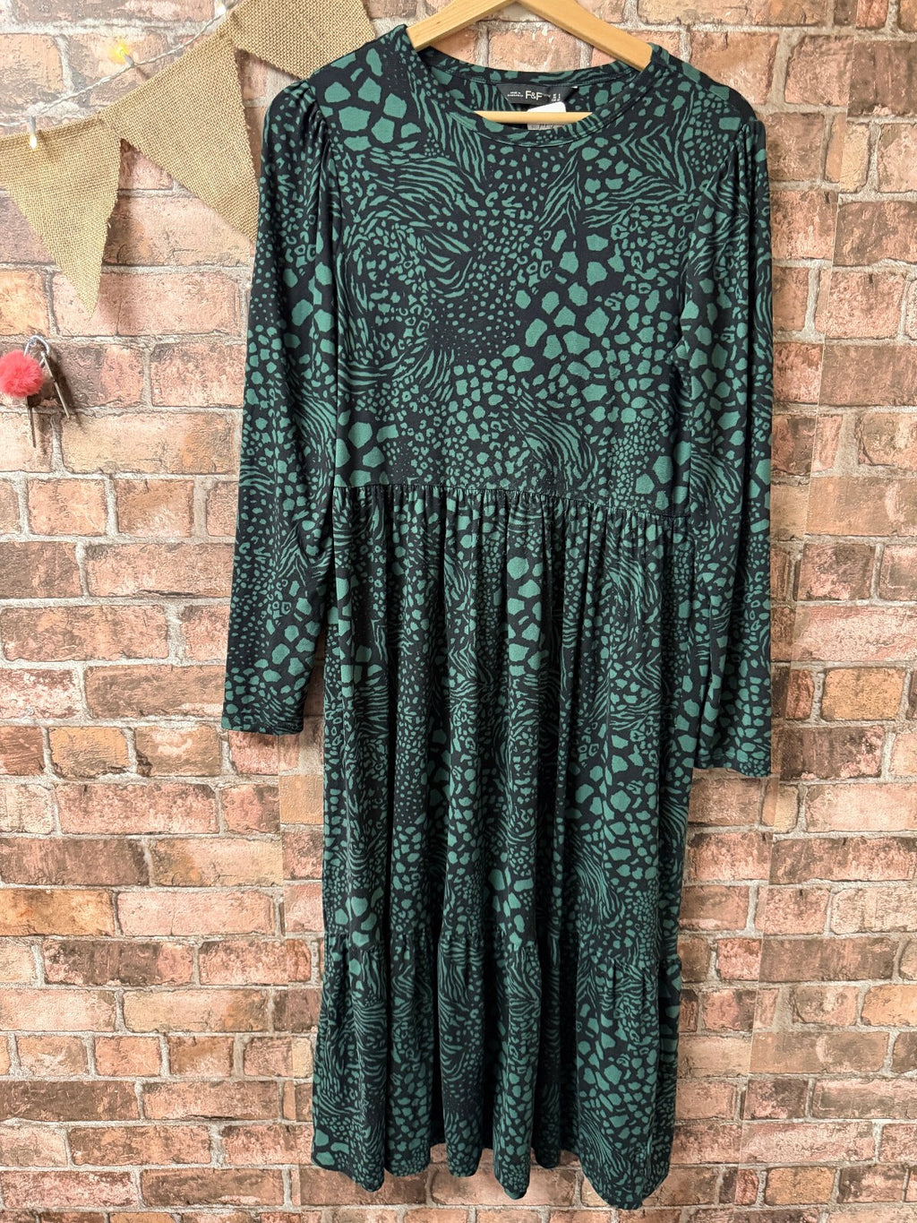 F&F Green and Black Midi Dress - Size 6