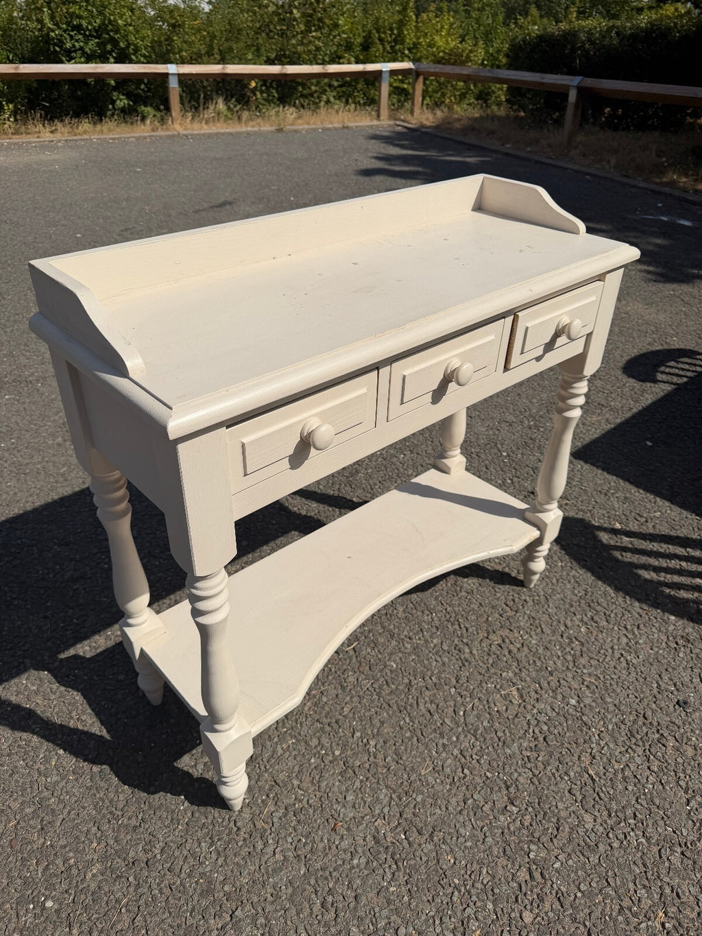 Solid Pine Cream Console Hall Cabinet Cupboard