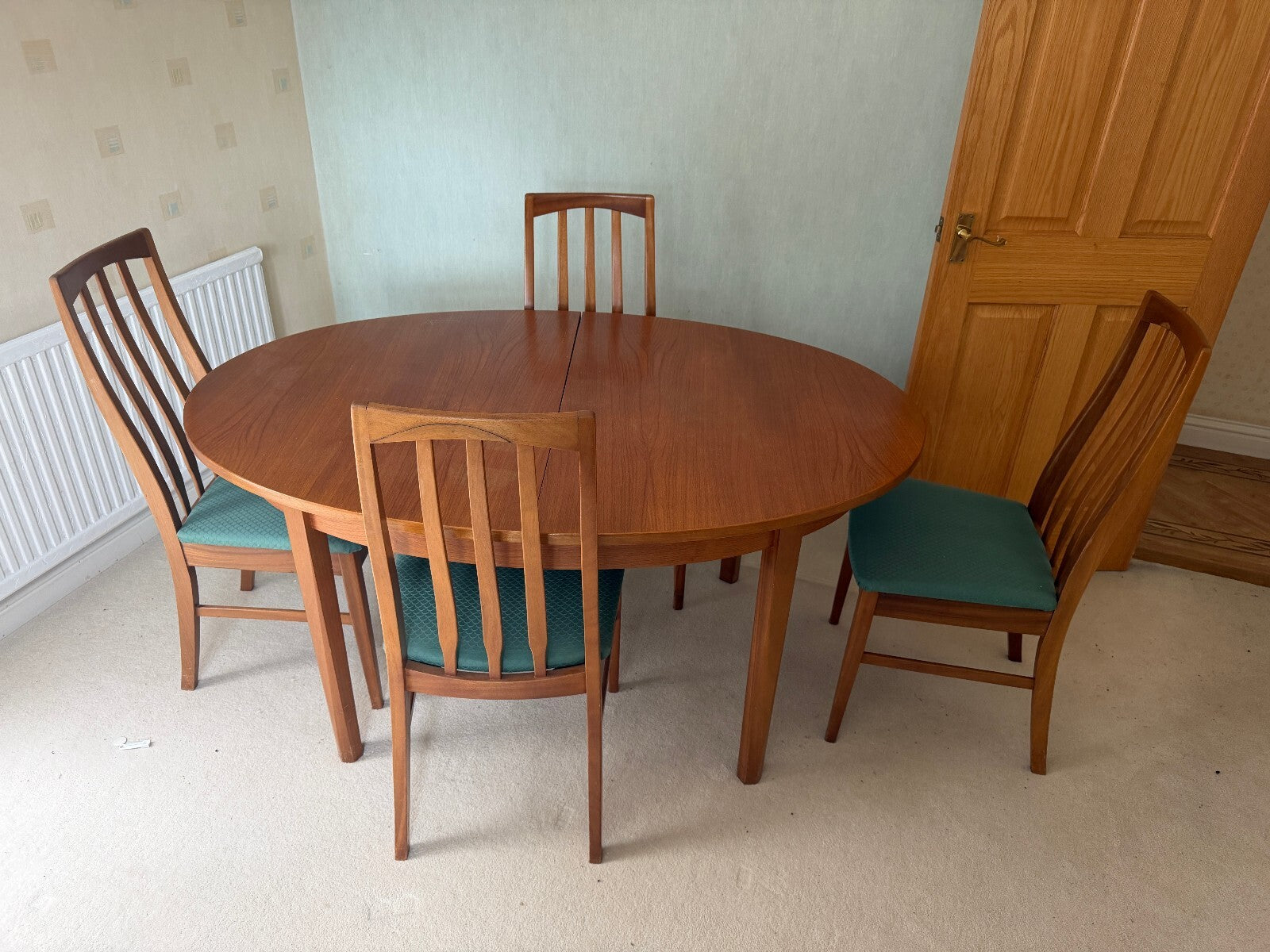 William Lawrence Mid Century Teak Extending Dining Table and Four Chairs