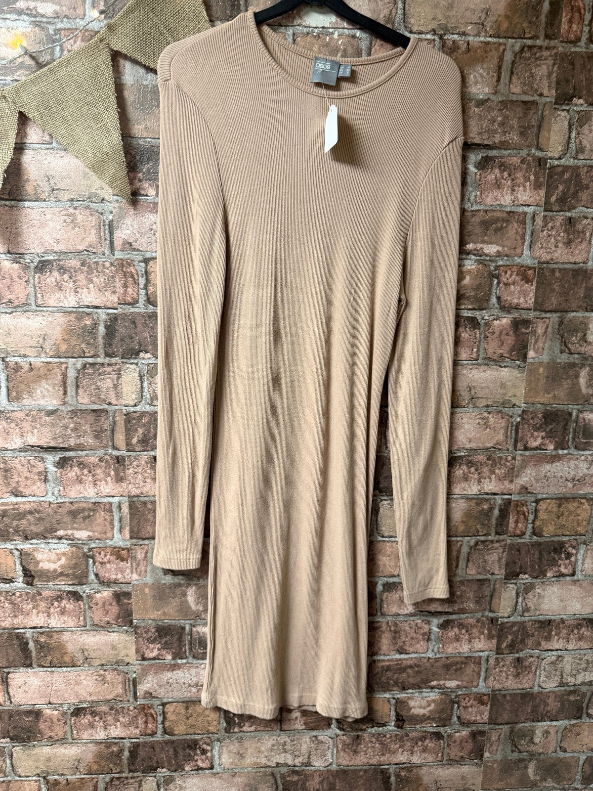 ASOS Beige Ribbed Dress - Size 10