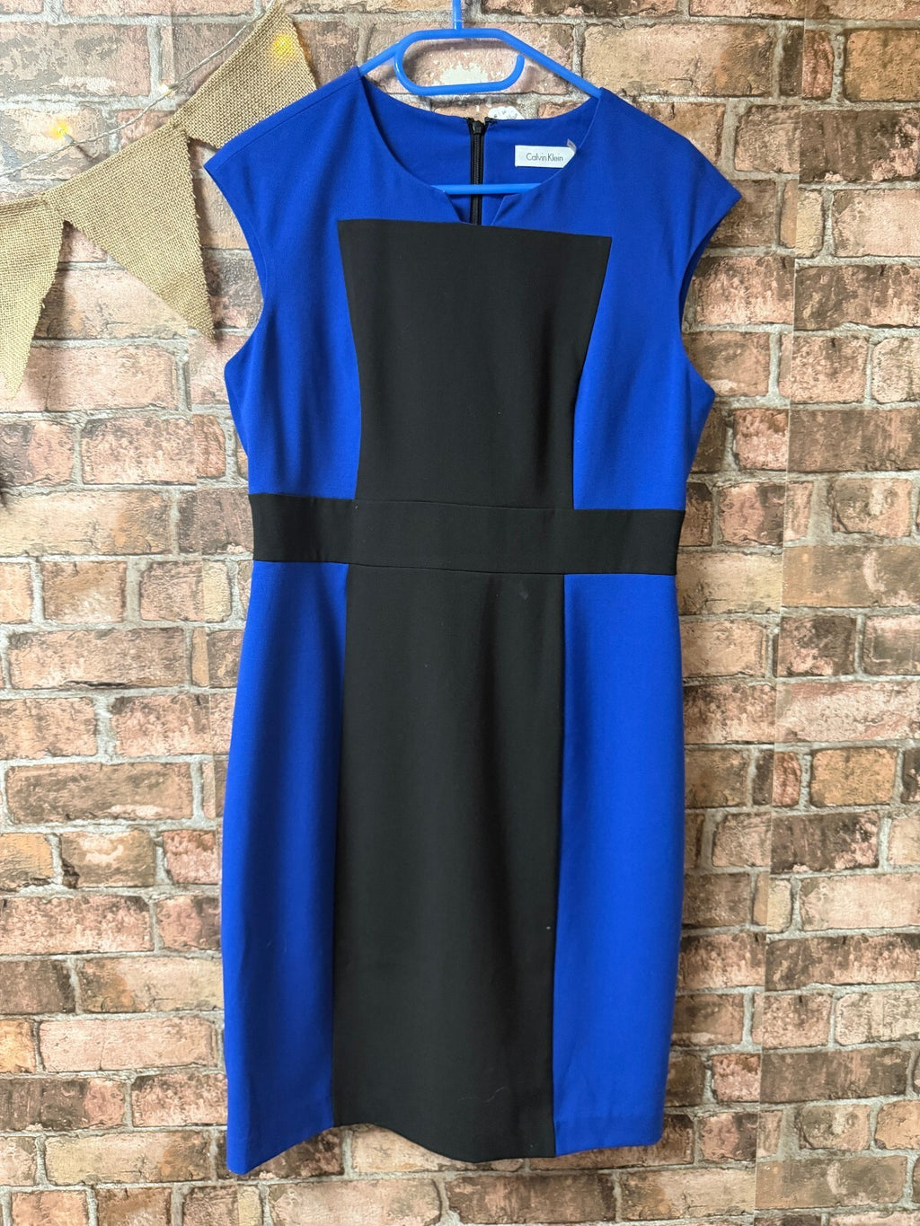 Calvin Klein Black and Blue Dress - Size 10