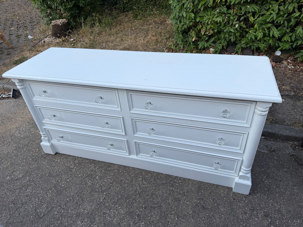 Solid Pine White Large Chest of Drawers/ Sideboard