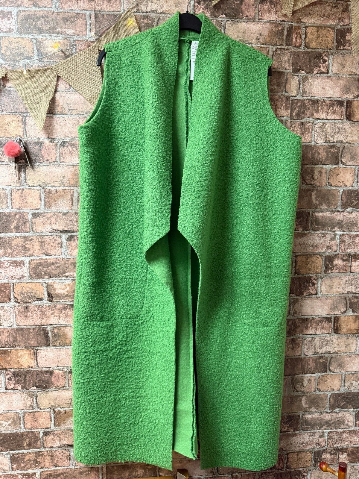 Made in Italy Green Longline Gilet - One Size