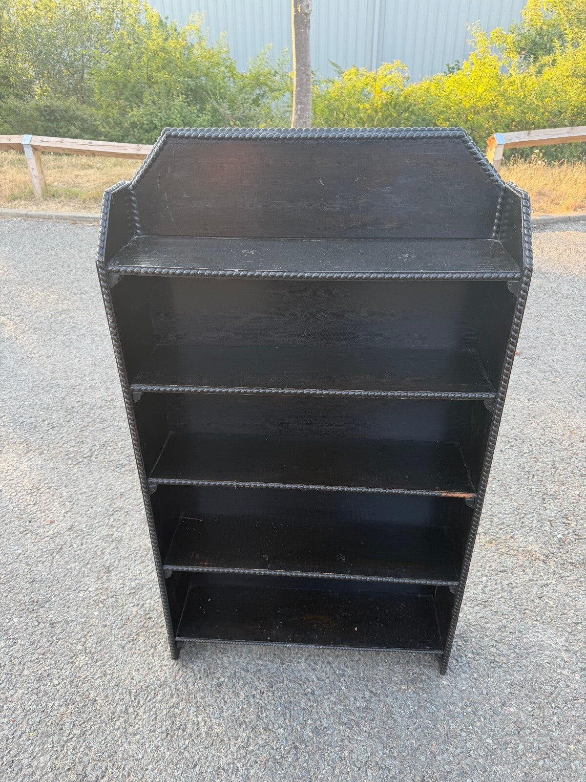 Late 19th Century Ebonized and Beaded Oak Bookcase